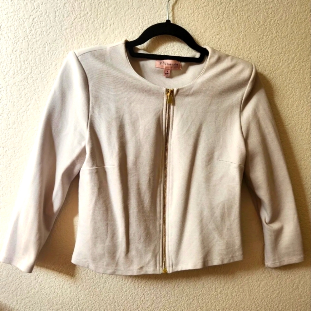 Philosophy Cream three quarter sleeve cropped blazer sz S